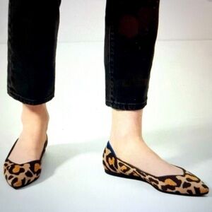 Rothy's THE POINT Leopard Print Ballet Flats BIG CAT Size 10